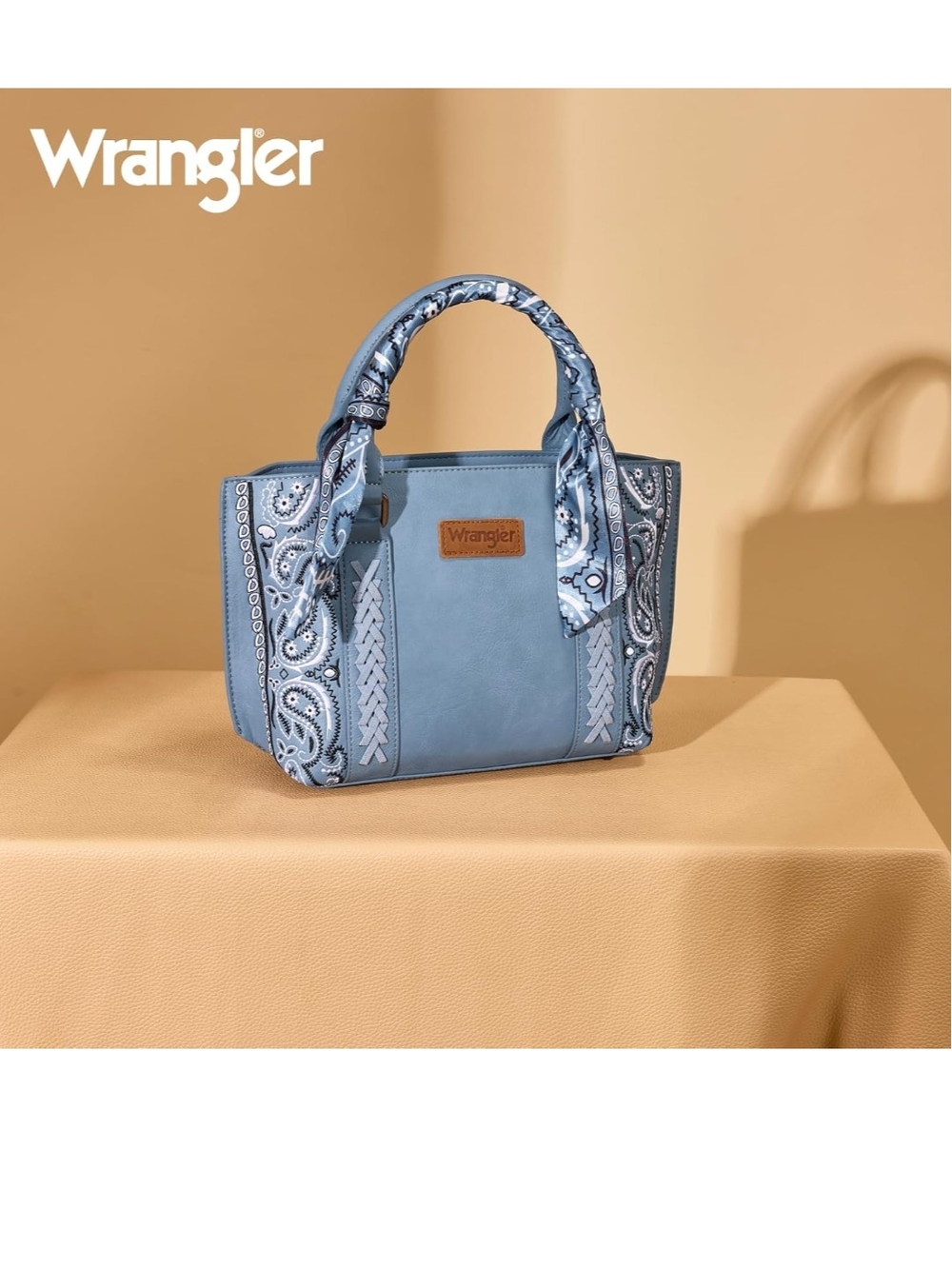 Wrangler Light Blue Paisley-Trim Top-Handle Shoulder Bag - Picture 6 of 6